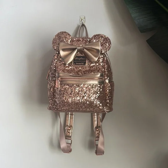 Loungefly | Bags | Loungefly Rose Gold Disney Backpack With  display picture 2